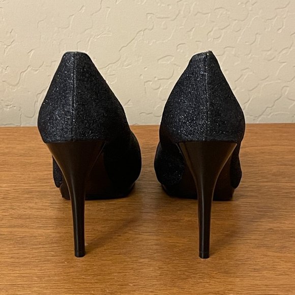 Nine West 6.5 Selma Black Sparkle Platform Heel Pumps Barely Worn!! - Picture 4 of 11